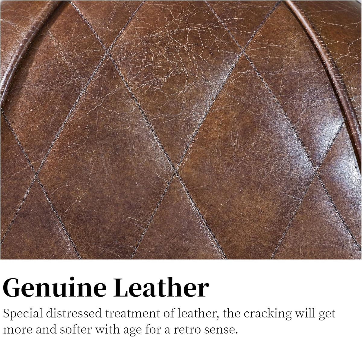 Art Leon Mid Century Industrial Genuine Leather Accent Club Chair Cognac