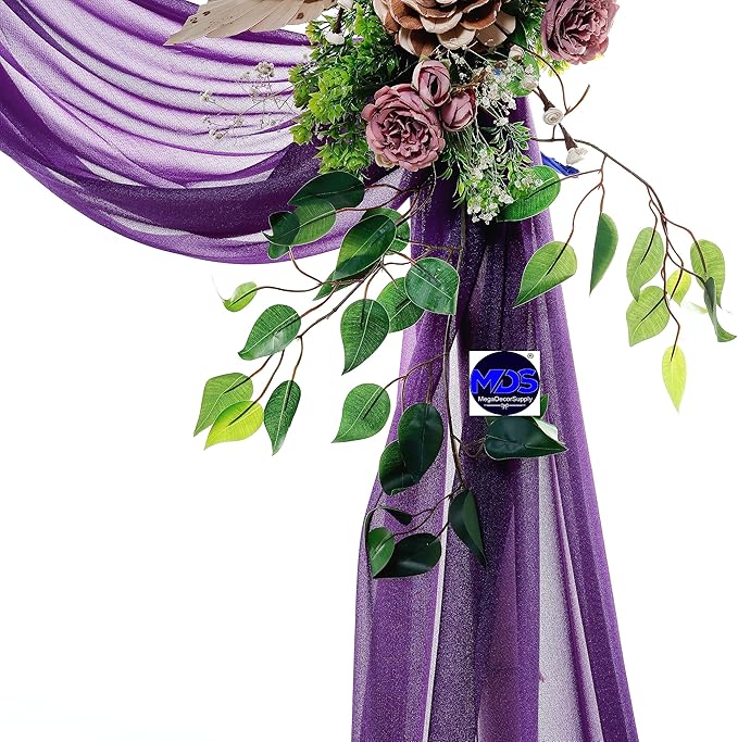 MDS Halloween Chiffon Draping Fabric - 2 Panel, 30" Wide x 30ft Long - Sheer Spooky Arbor & Canopy Drapery for Haunted House Backdrops, Party Ceilings, DIY Costumes & Themed Events - Cadbury Purple (Pack of 2)