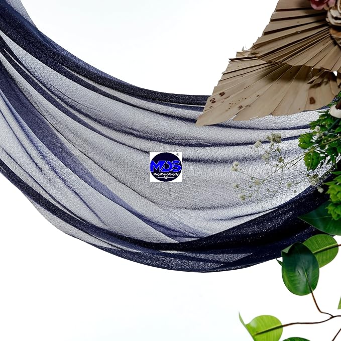 MDS Halloween Chiffon Draping Fabric - 2 Panel, 30" Wide x 100ft Long - Sheer Spooky Arbor & Canopy Drapery for Haunted House Backdrops, Party Ceilings, DIY Costumes & Themed Events - Navy Blue (Pack of 2)
