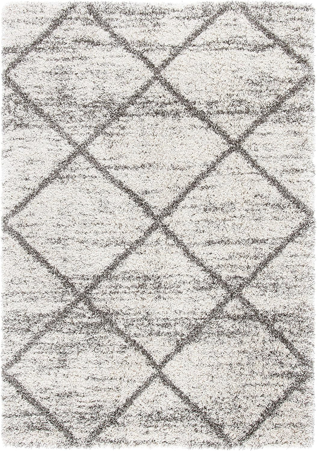 SAFAVIEH Hudson Shag Collection Area Rug - 5'3" x 7'6", Grey & Beige, Modern Trellis Design, Non-Shedding & Easy Care, 2-inch Thick Ideal for High Traffic Areas in Living Room, Bedroom (SGH281J)