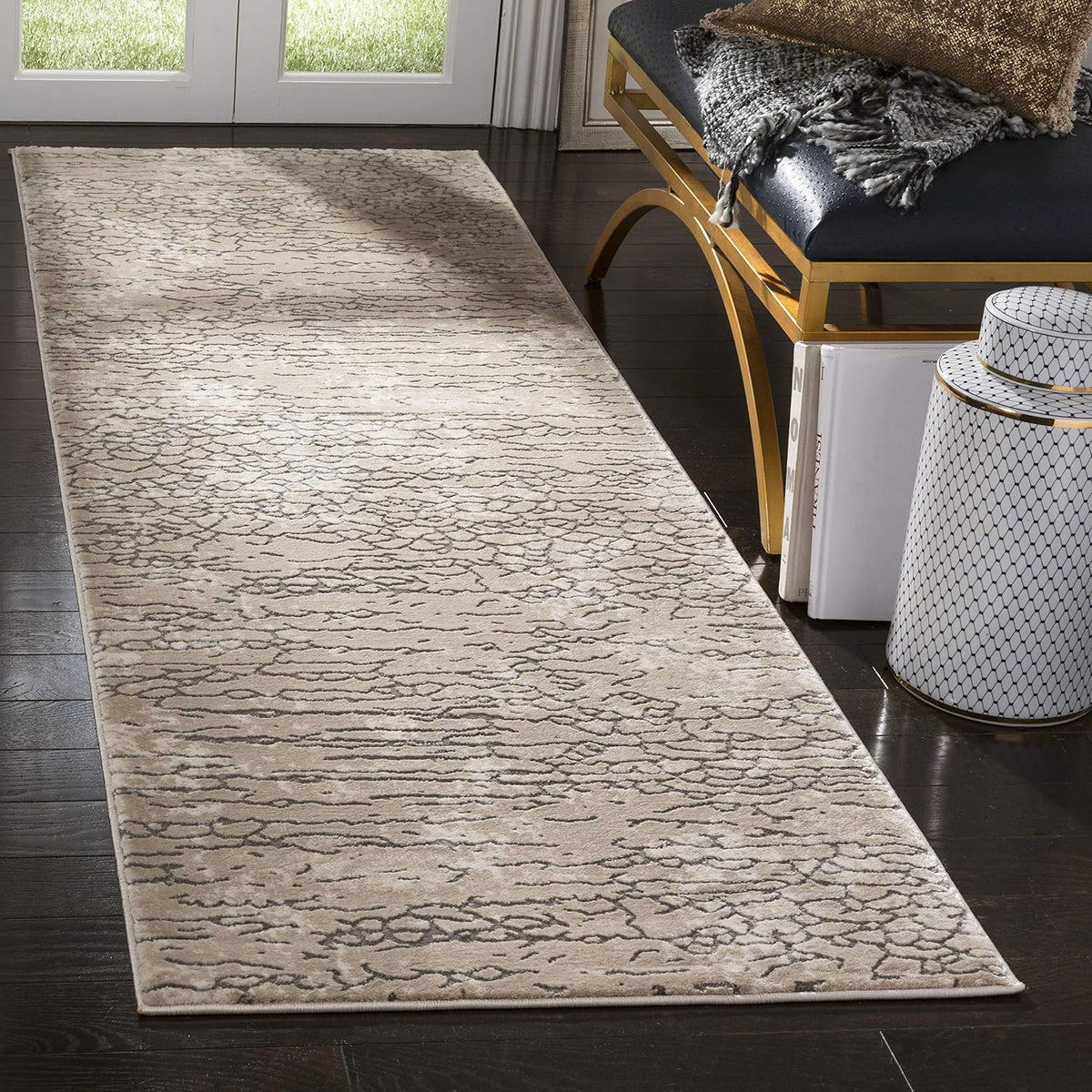 Safavieh Meadow Collection 2'7" x 8' Beige MDW170B Modern Abstract Runner Rug