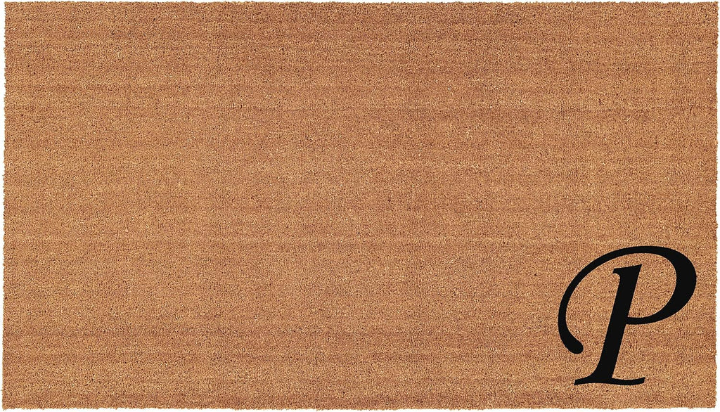Home & More 153622436P Urban Chic Monogram Doormat (Letter P), Black/Natural, 24" x 36"