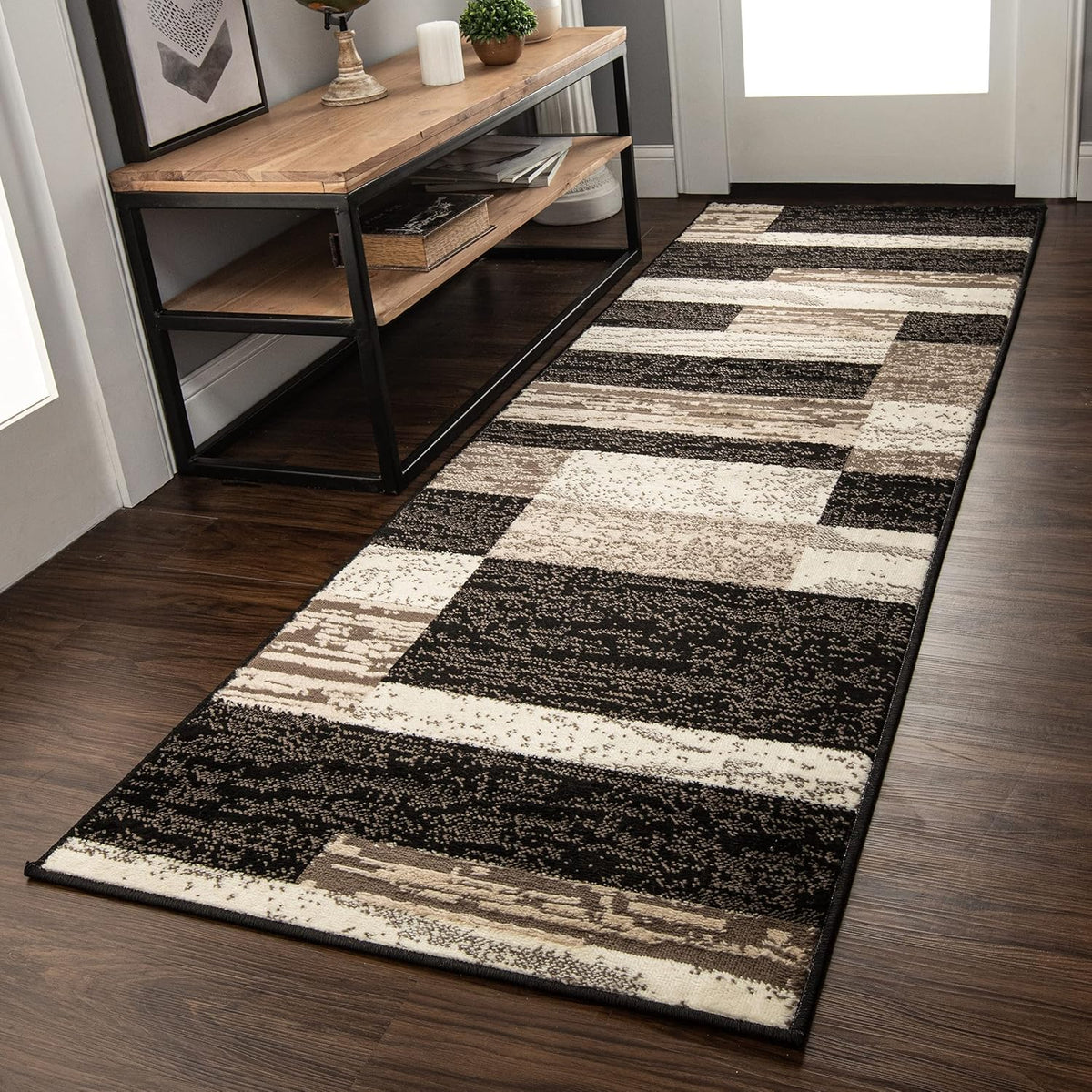 Superior Rockwood Modern Geometric Indoor Area Rug, 2'7"x10', A Chocolate