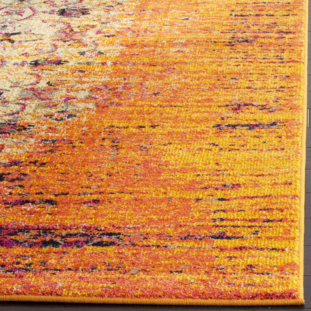 SAFAVIEH Monaco Collection Area Rug - 8' x 10', Orange & Multi, Modern Boho Abstract Distressed Design, Non-Shedding & Easy Care, Ideal for High Traffic Areas in Living Room, Bedroom (MNC209H)