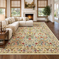 Beauoop 8x10 Floral Washable Beige Neutral Vintage Area Rug for Living Room