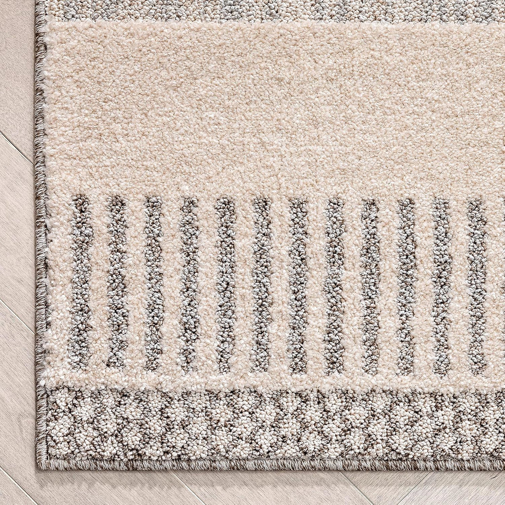 Well Woven Harlow Collection Briar Beige - Modern Tribal Minimalist Geometric 3x10 Runner Rug - Ideal for Hallway & Bedroom - Durable, Stain Resistant & Easy to Clean