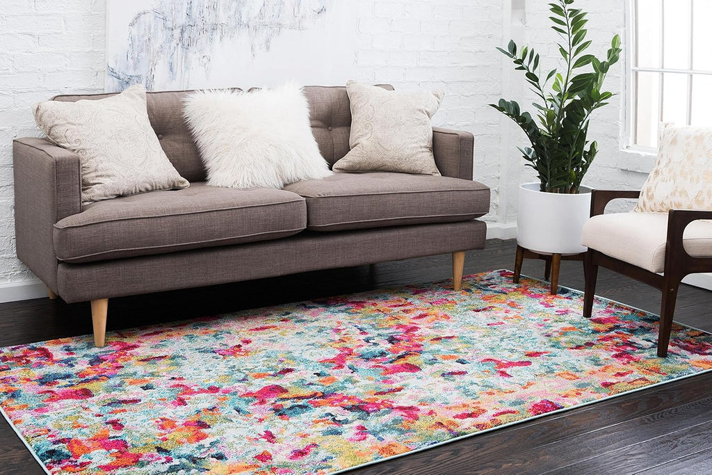 Unique Loom Chromatic Collection Area Rug - Champagne (8' x 10' Rectangle, Multi/ Blue)