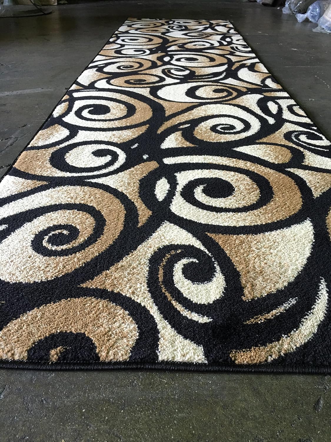 Bellagio Modern Wide Contemporary Rug Runner #341 Black (32 inch X 7 feet 3inch)