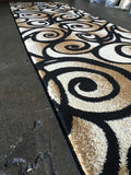 Bellagio Modern Wide Contemporary Rug Runner #341 Black (32 inch X 7 feet 3inch)
