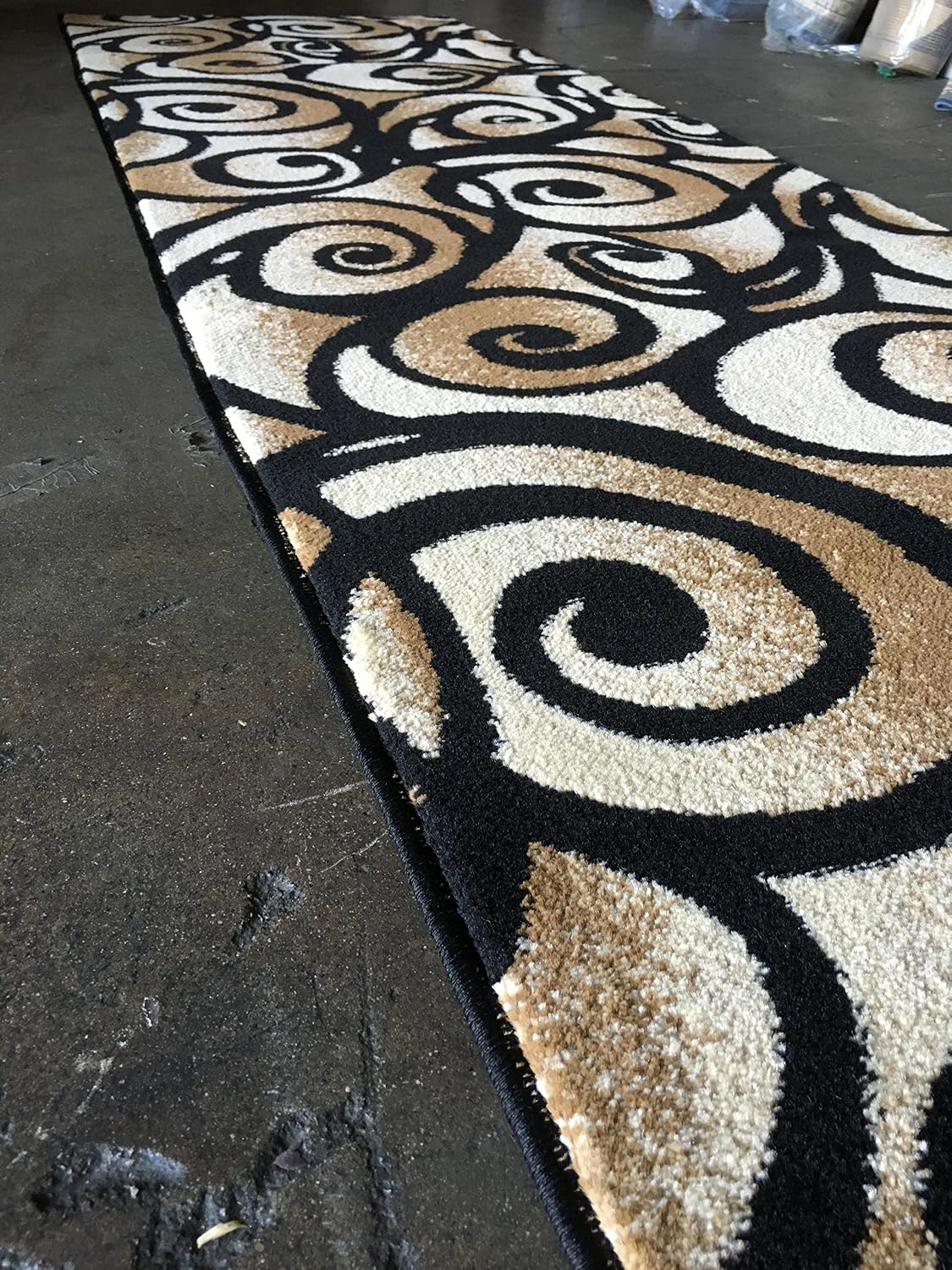 Bellagio Modern Wide Contemporary Rug Runner #341 Black (32 inch X 7 feet 3inch)