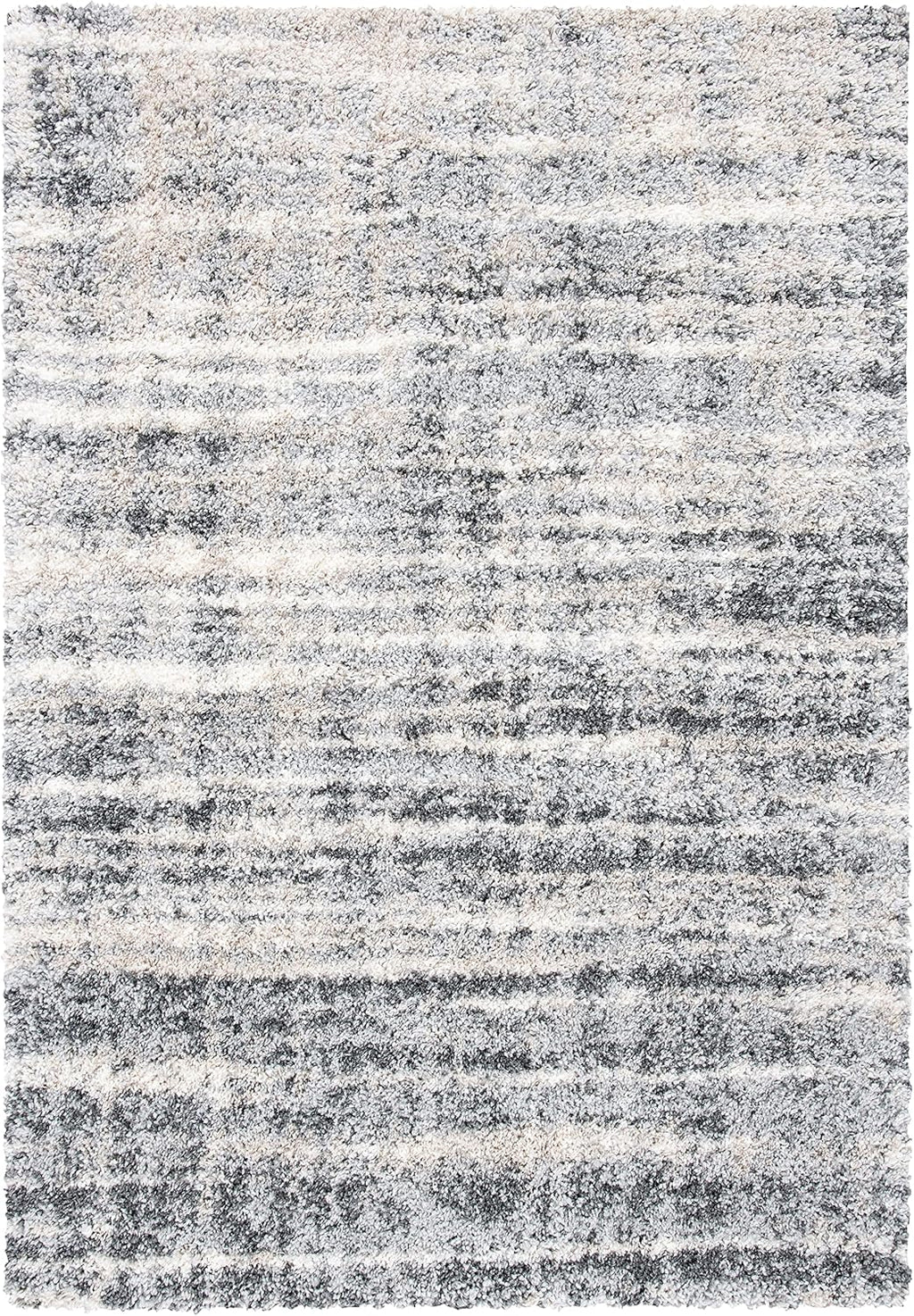 SAFAVIEH Fontana Shag Collection Area Rug - 6'7" x 9', Grey & Ivory, Modern Design, Non-Shedding & Easy Care, 2-inch Thick Ideal for High Traffic Areas in Living Room, Bedroom (FNT856G)