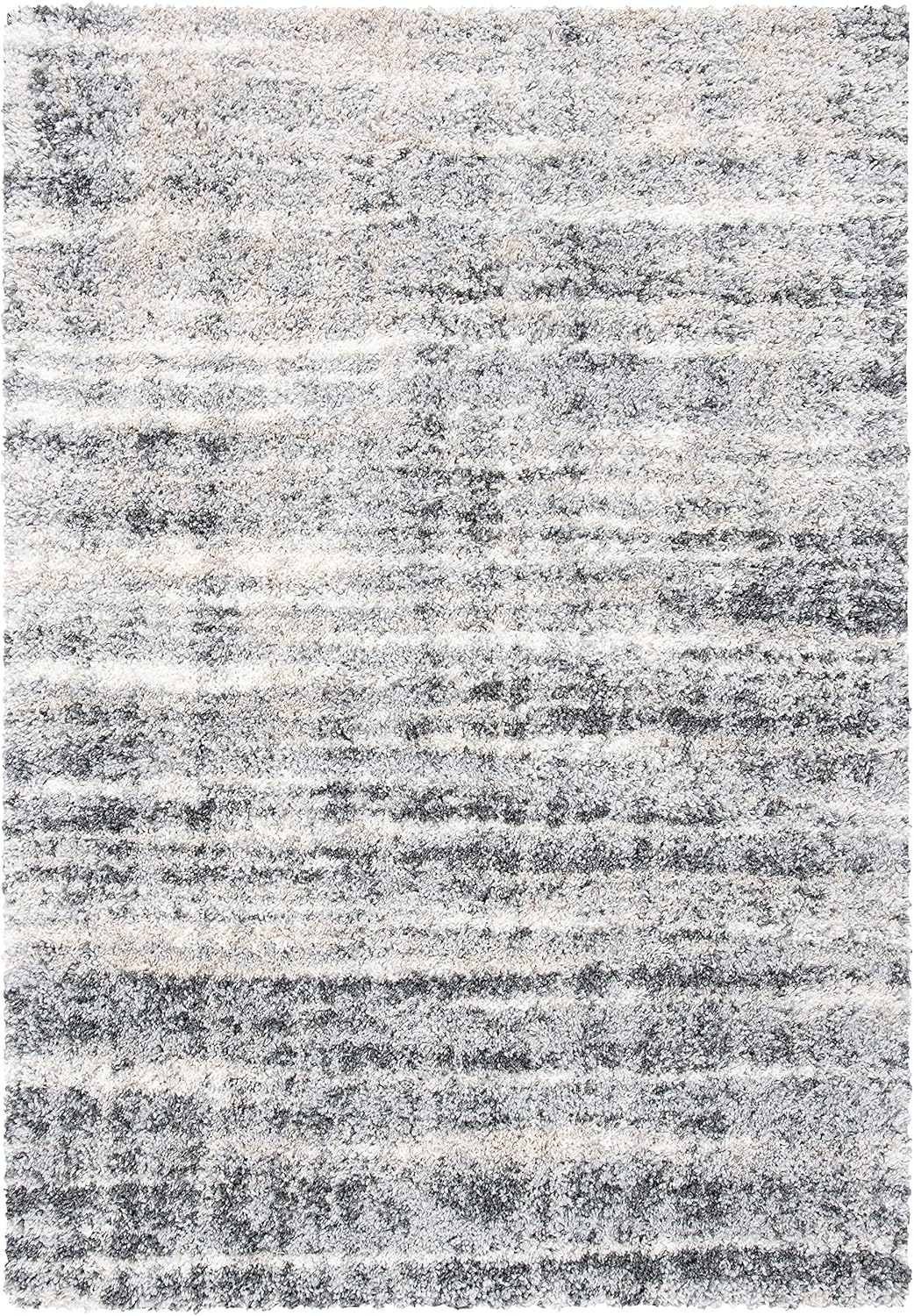 SAFAVIEH Fontana Shag Collection Area Rug - 6'7" x 9', Grey & Ivory, Modern Design, Non-Shedding & Easy Care, 2-inch Thick Ideal for High Traffic Areas in Living Room, Bedroom (FNT856G)