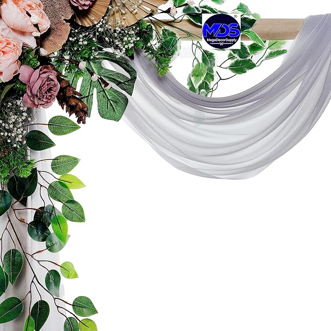 MDS Halloween Chiffon Draping Fabric - 2 Panel, 30" Wide x 40ft Long - Sheer Spooky Arbor & Canopy Drapery for Haunted House Backdrops, Party Ceilings, DIY Costumes & Themed Events - Cool Gray (Pack of 2)