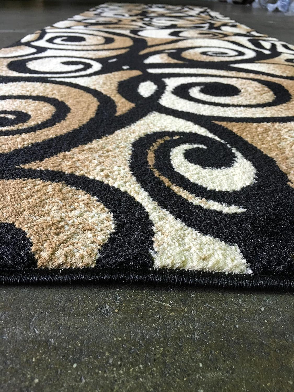 Bellagio Modern Wide Contemporary Rug Runner #341 Black (32 inch X 7 feet 3inch)
