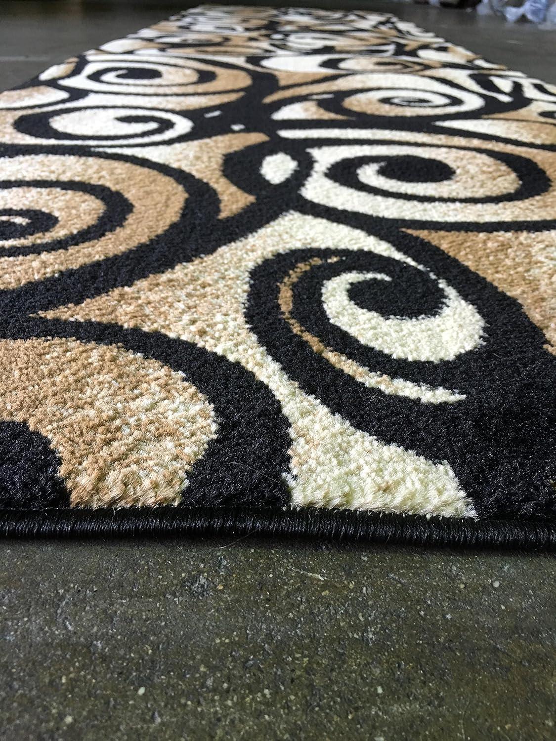 Bellagio Modern Wide Contemporary Rug Runner #341 Black (32 inch X 7 feet 3inch)