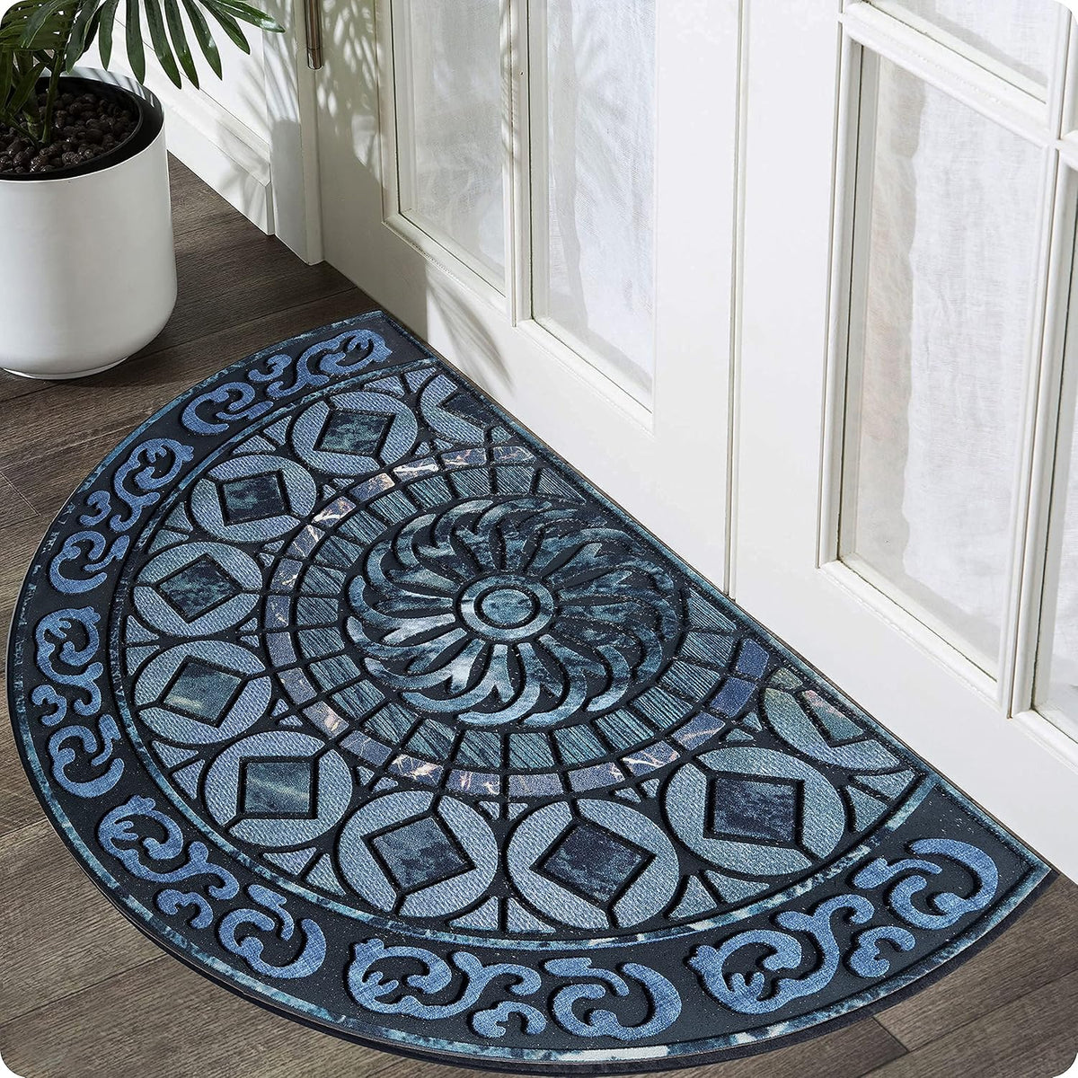 ubdyo Warm & Stylish Front Door Mat - Doormat Entrance - Blue, 23" x 36"