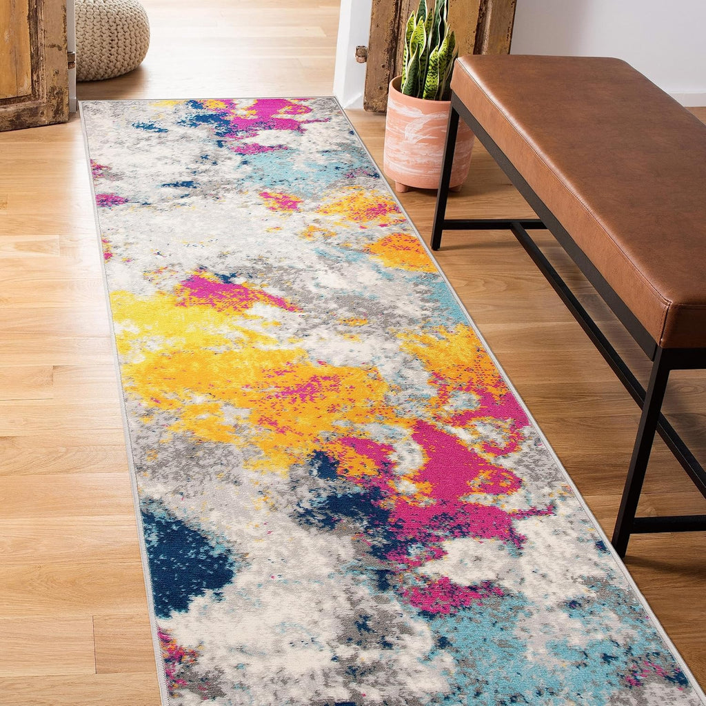 Rugshop Modern Abstract Living Room Non-Shedding Runner Rug Multi 2' x 10'