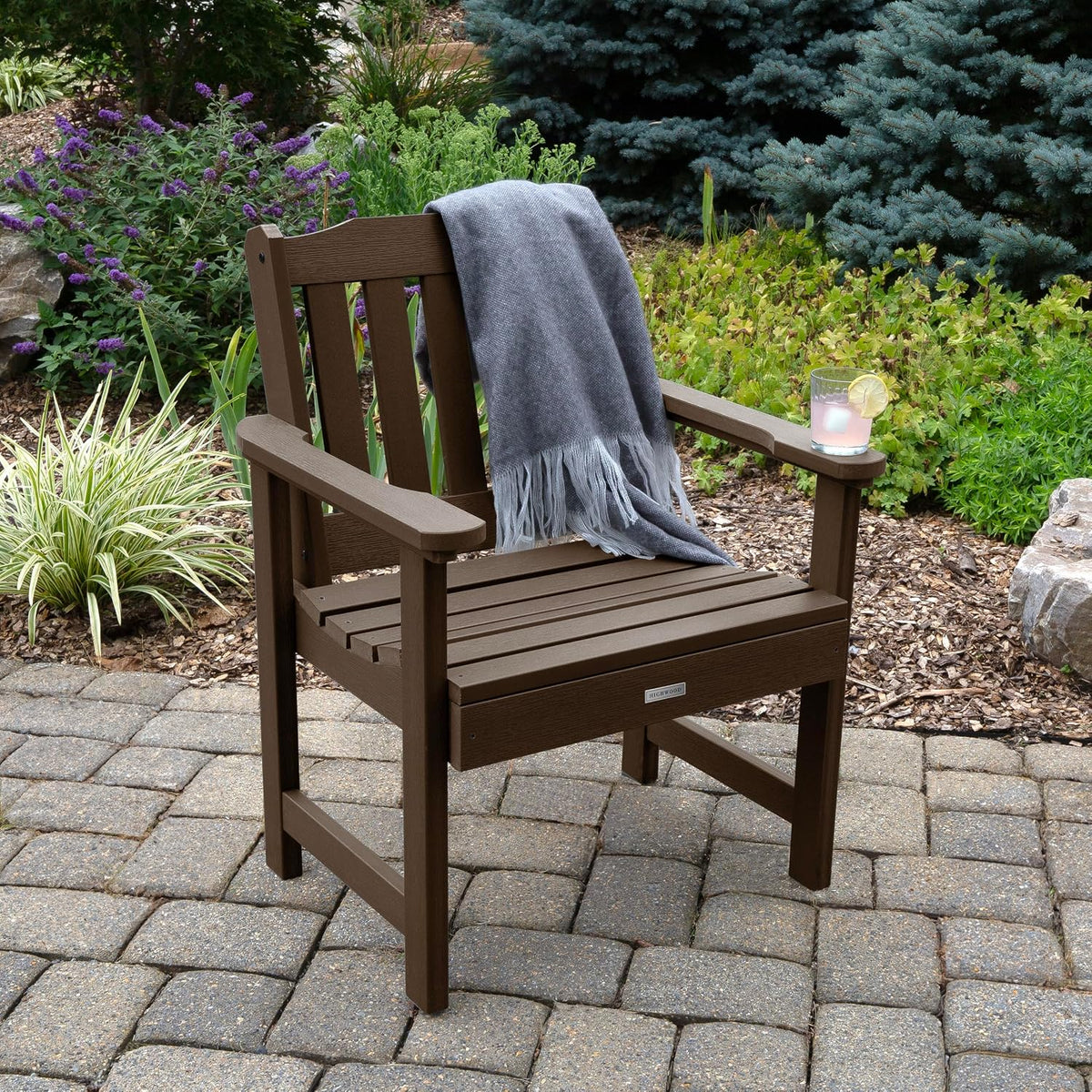 highwood Lehigh (2) Garden Chairs with Folding Side Table, Weathered Acorn