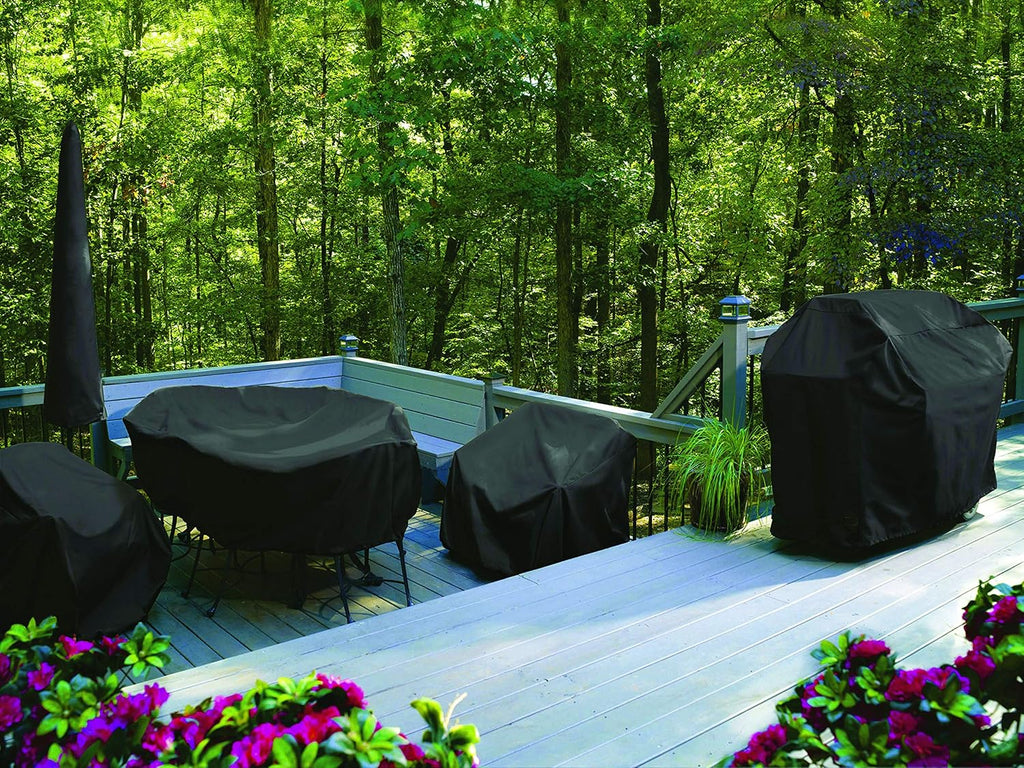 Smart Living 2D-FP60001 Home and Garden Fire Pit Cover with Level 4 UV Protection, 60", Black