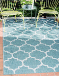 Unique Loom Outdoor Trellis Collection Area Rug (4' 1" x 6' 1" Rectangle, Aquamarine/ Gray)
