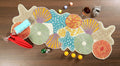 Lightnpro Seashell Hand Beaded Needlework Decorative Orange Blue Table Runner for Christmas Easter Fall Harvest Halloween Thanksgiving - A Beautiful Complement to Your Table Décor - 13x36 Inch