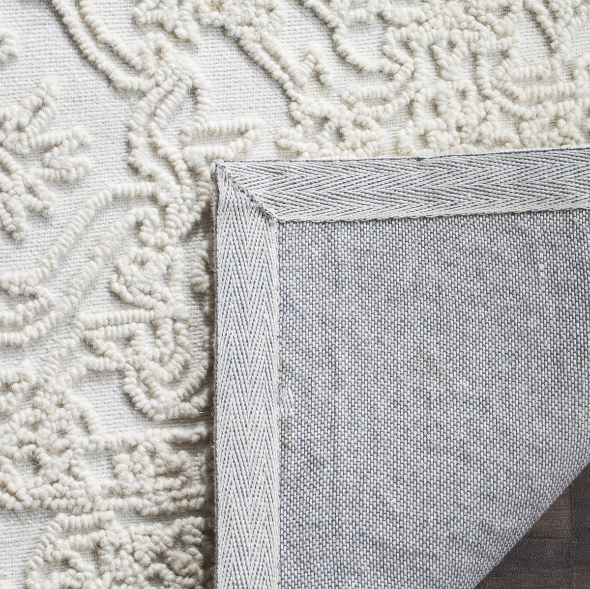SAFAVIEH Trace Collection Area Rug - 10' x 14', Ivory, Handmade Wool, Ideal for High Traffic Areas in Living Room, Bedroom (TRC102C)