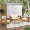 Christopher Knight Home Louver Chat Set, Teak + Cream