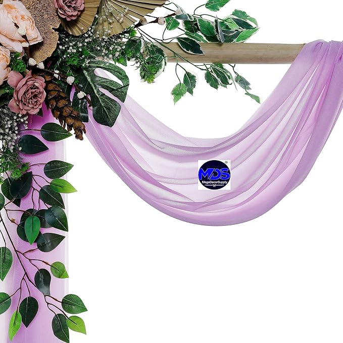 MDS Halloween Chiffon Draping Fabric - 2 Panel, 30" Wide x 30ft Long - Sheer Spooky Arbor & Canopy Drapery for Haunted House Backdrops, Party Ceilings, DIY Costumes & Themed Events - Orchid (Pack of 2)