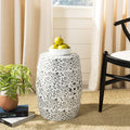 Safavieh Flower and Vine Ceramic Decorative Garden Stool, White and Charcoal