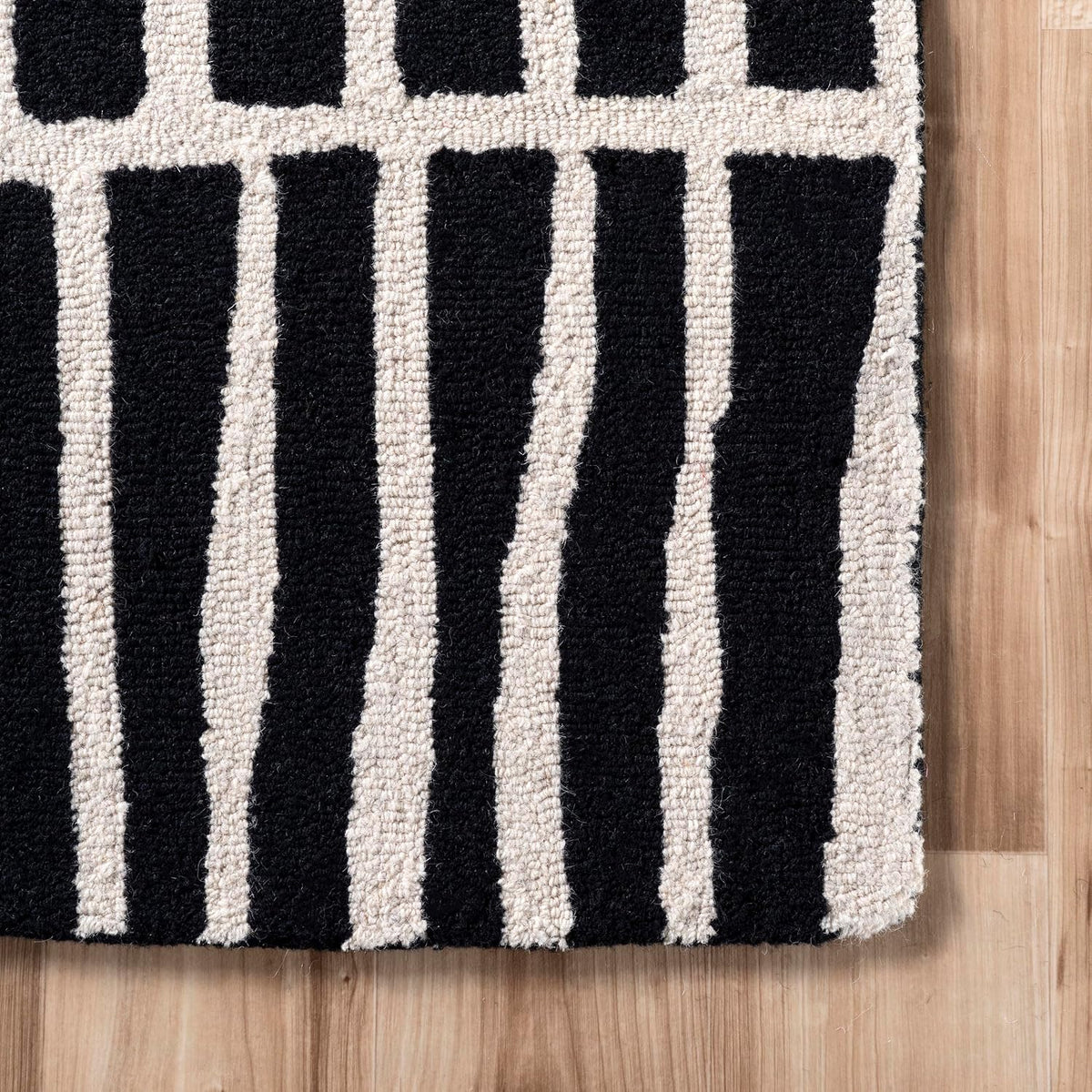 nuLOOM Lemuel Black Geometric Hand Tufted Wool Area Rug, 10' x 13'