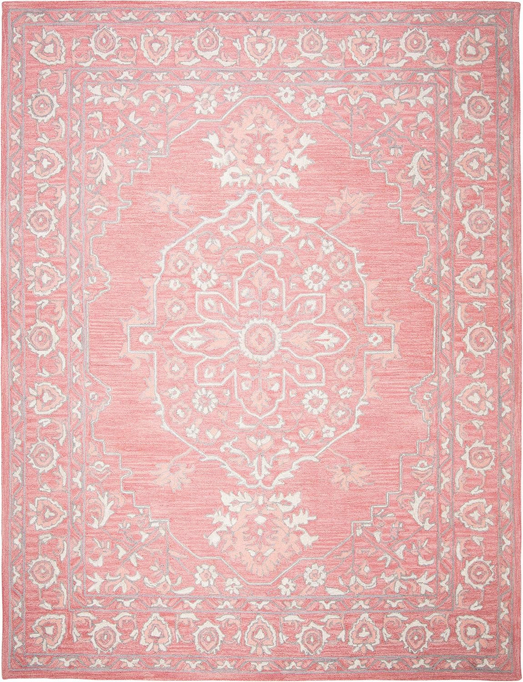 SAFAVIEH Micro-Loop Collection X-Large Area Rug - 11' x 15', Pink & Ivory, Handmade Shabby Chic Wool, Ideal for High Traffic Areas in Living Room, Bedroom (MLP504U)