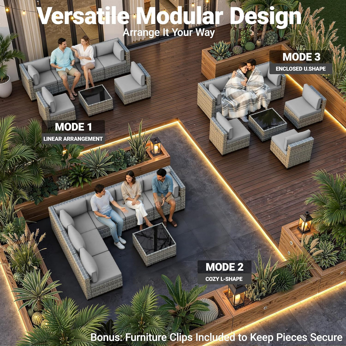 Outdoor PE Wicker Rattan Modular Patio Sectional Sofa Set
