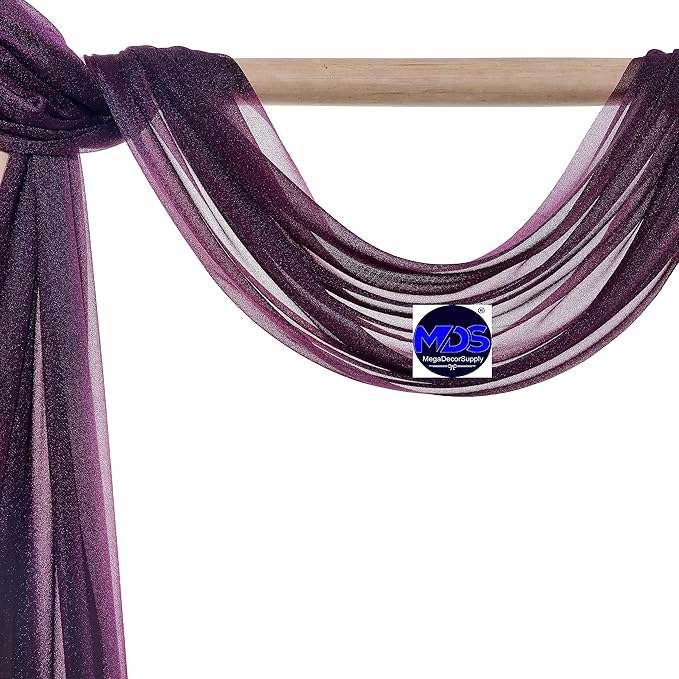 MDS Halloween Chiffon Draping Fabric - 2 Panel, 30" Wide x 50ft Long - Sheer Spooky Arbor & Canopy Drapery for Haunted House Backdrops, Party Ceilings, DIY Costumes & Themed Events - Eggplant (Pack of 2)
