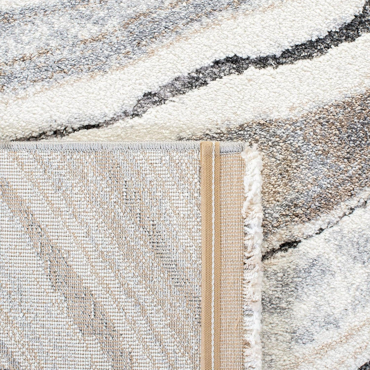 SAFAVIEH Cyrus Shag Collection Area Rug - 9' x 12', Ivory & Grey, Modern Abstract Design, Non-Shedding & Easy Care, 0.8-inch Thick Ideal for High Traffic Areas in Living Room, Bedroom (CYR124A)