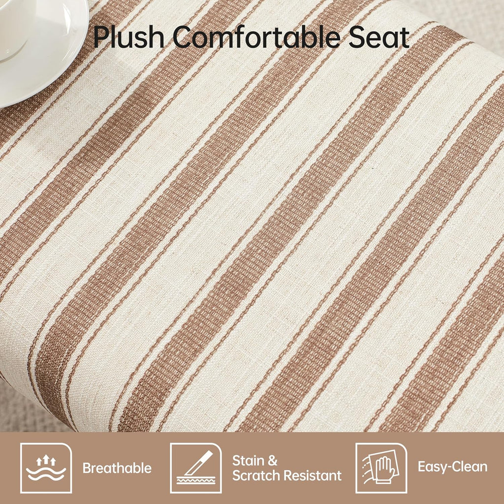 VKNOW Upholstered Entryway Bench, Dining Bench with Cushion, Brown