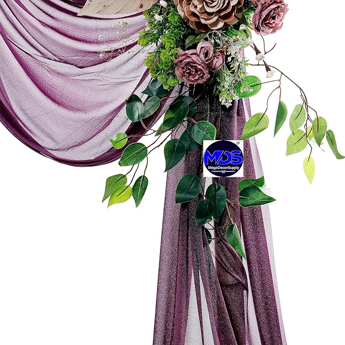 MDS Halloween Chiffon Draping Fabric - 2 Panel, 30" Wide x 100ft Long - Sheer Spooky Arbor & Canopy Drapery for Haunted House Backdrops, Party Ceilings, DIY Costumes & Themed Events - Eggplant (Pack of 2)