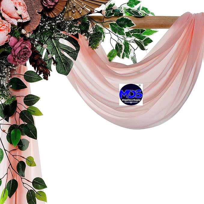 MDS Halloween Chiffon Draping Fabric - 2 Panel, 30" Wide x 40ft Long - Sheer Spooky Arbor & Canopy Drapery for Haunted House Backdrops, Party Ceilings, DIY Costumes & Themed Events - Dusty Rose (Pack of 2)
