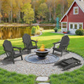 LUE BONA HDPE Folding Adirondack Chair, Cup Holder, Set of 4, Black