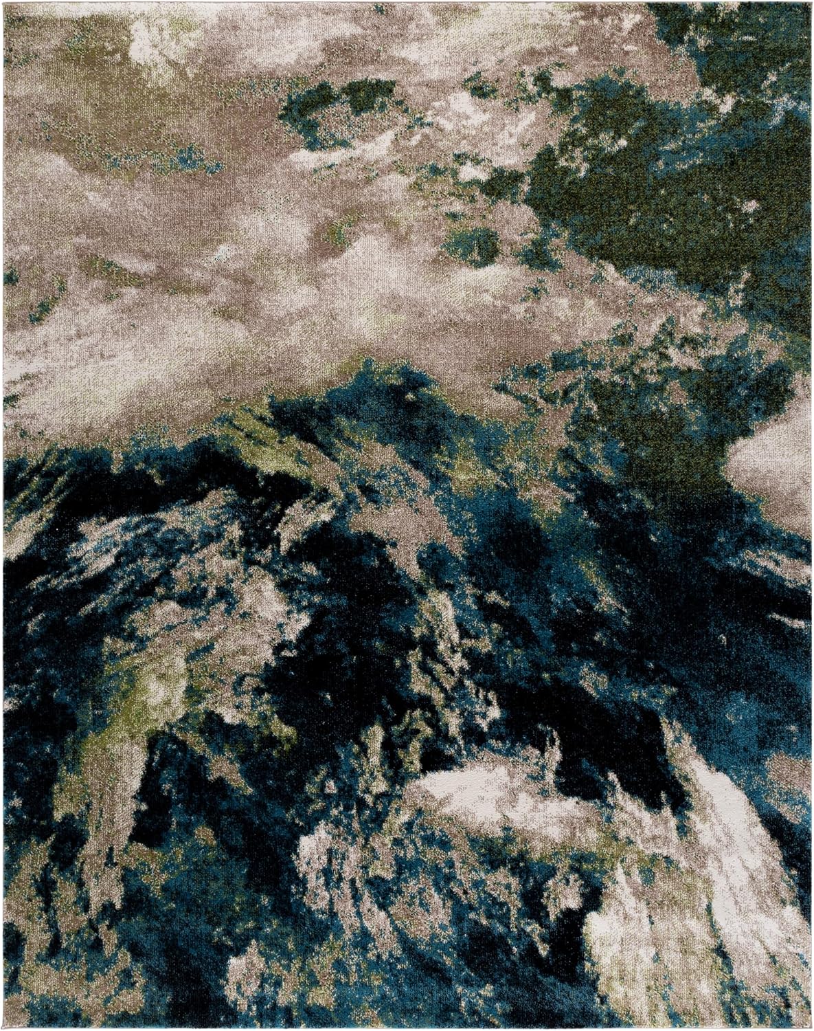 SAFAVIEH Glacier Collection X-Large Area Rug - 11' x 15', Navy & Green, Modern Abstract Design, Non-Shedding & Easy Care, Ideal for High Traffic Areas in Living Room, Bedroom (GLA123M)