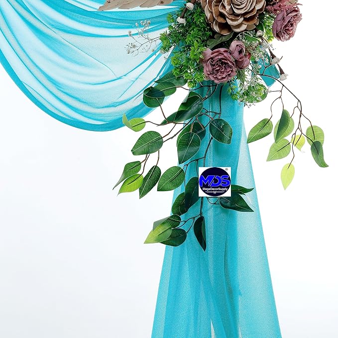 MDS Halloween Chiffon Draping Fabric - 2 Panel, 30" Wide x 100ft Long - Sheer Spooky Arbor & Canopy Drapery for Haunted House Backdrops, Party Ceilings, DIY Costumes & Themed Events - Peacock Blue (Pack of 2)