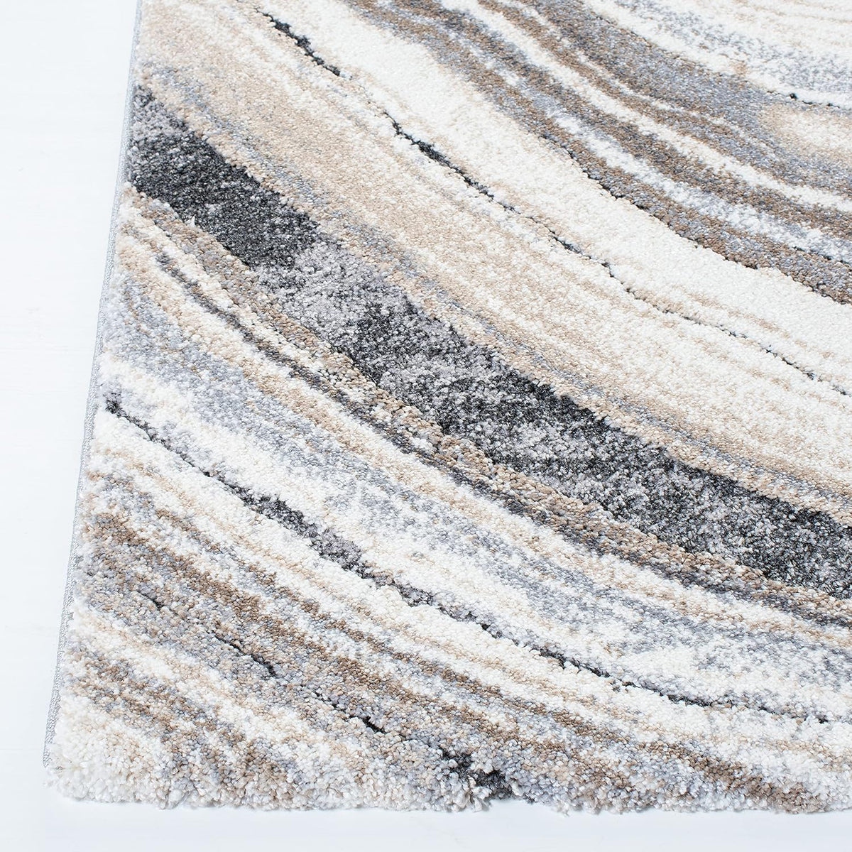 SAFAVIEH Cyrus Shag Collection Area Rug - 9' x 12', Ivory & Grey, Modern Abstract Design, Non-Shedding & Easy Care, 0.8-inch Thick Ideal for High Traffic Areas in Living Room, Bedroom (CYR124A)