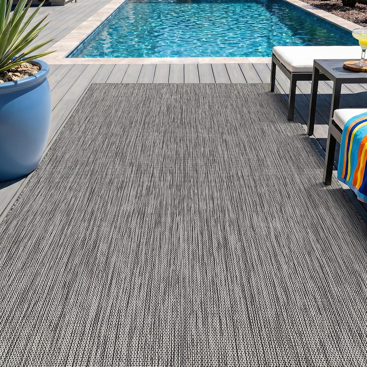Outdoor Rug 8x10 Gray Washable Outside Rugs for Patios Porches Solid Modern Waterproof Durable Non-Shedding, Easy-to Clean Deck Balcony Indoor Outdoor Carpet (8 x 10 Gray)
