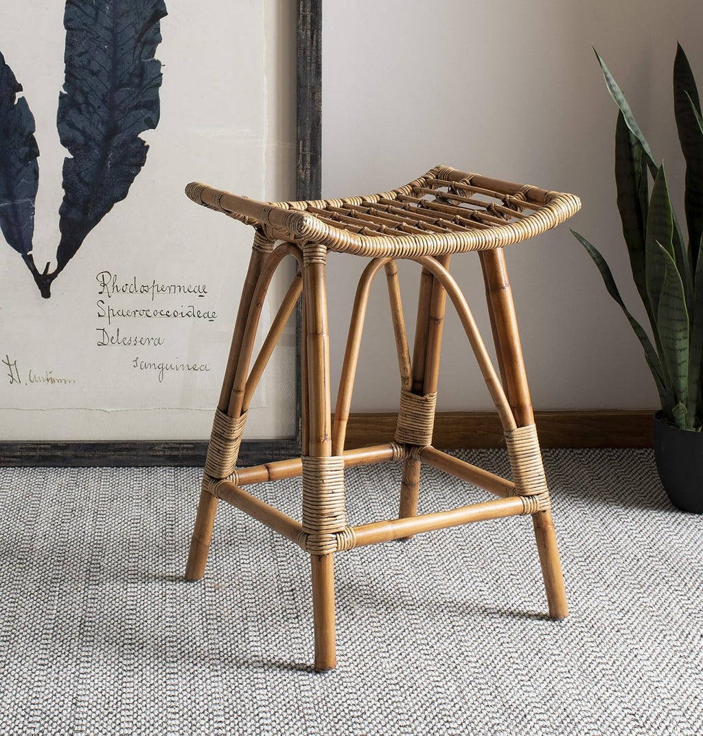 Safavieh Home Collection Leda Brown Rattan 26-inch Counter Stool