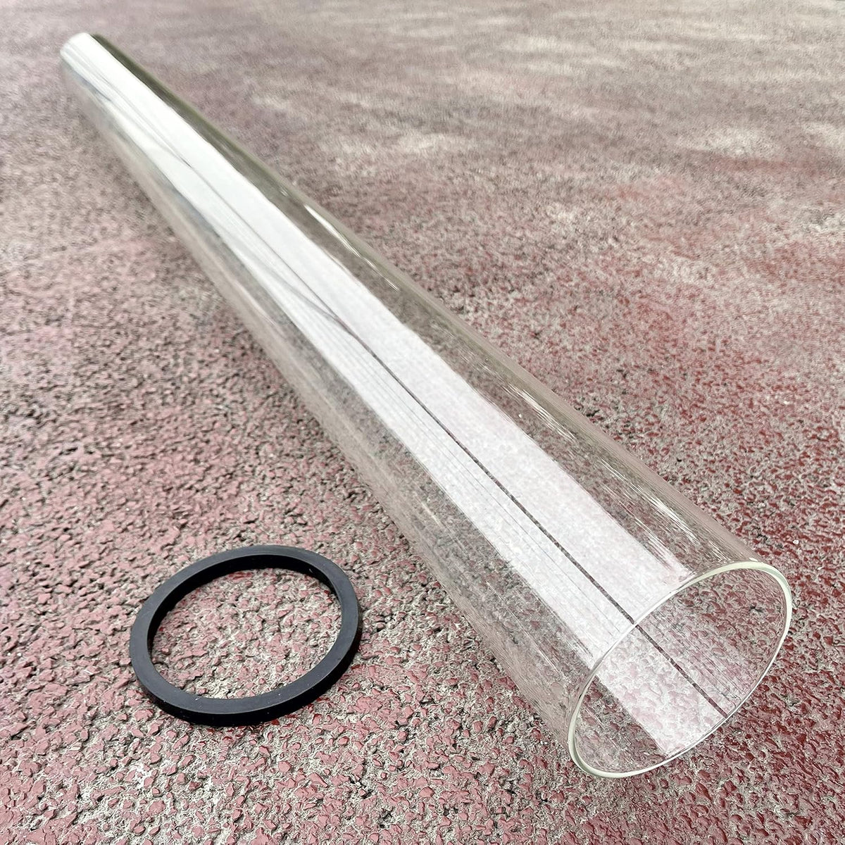 Patio Heater Replacement Parts - 49.5" Tall 4" Diameter - Quartz Glass Tube - Compatible with Four-Sided Pyramid Flame Outdoor Heater - with Neoprene Rubber Silicone Connecting Ring