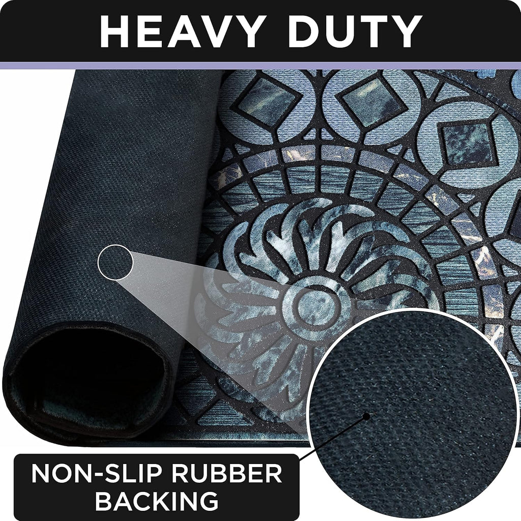 ubdyo Warm & Stylish Front Door Mat - Doormat Entrance - Blue, 23" x 36"
