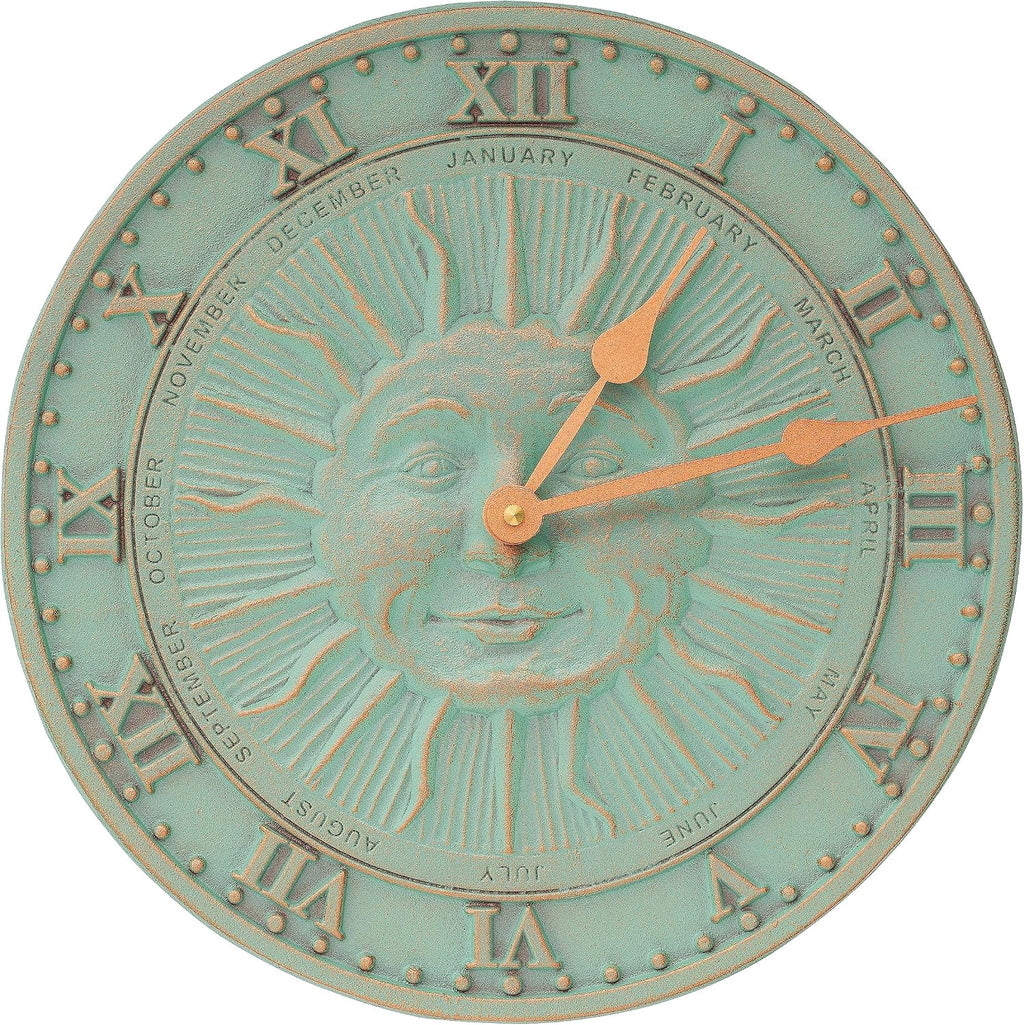 Whitehall Products Sunface Clock, Copper Verdi