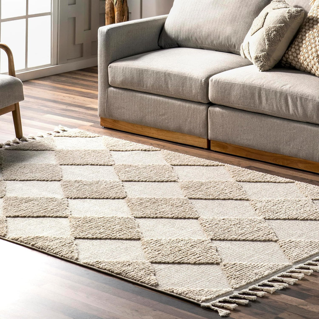 nuLOOM Marissa Beige Checkered Power Loomed Area Rug, 12' x 15'