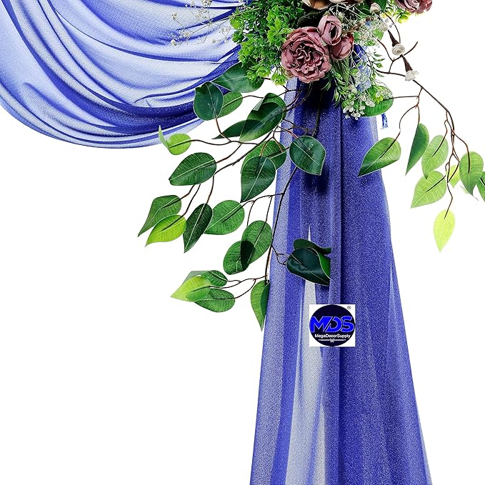 MDS Halloween Chiffon Draping Fabric - 2 Panel, 30" Wide x 30ft Long - Sheer Spooky Arbor & Canopy Drapery for Haunted House Backdrops, Party Ceilings, DIY Costumes & Themed Events - Royal Blue (Pack of 2)