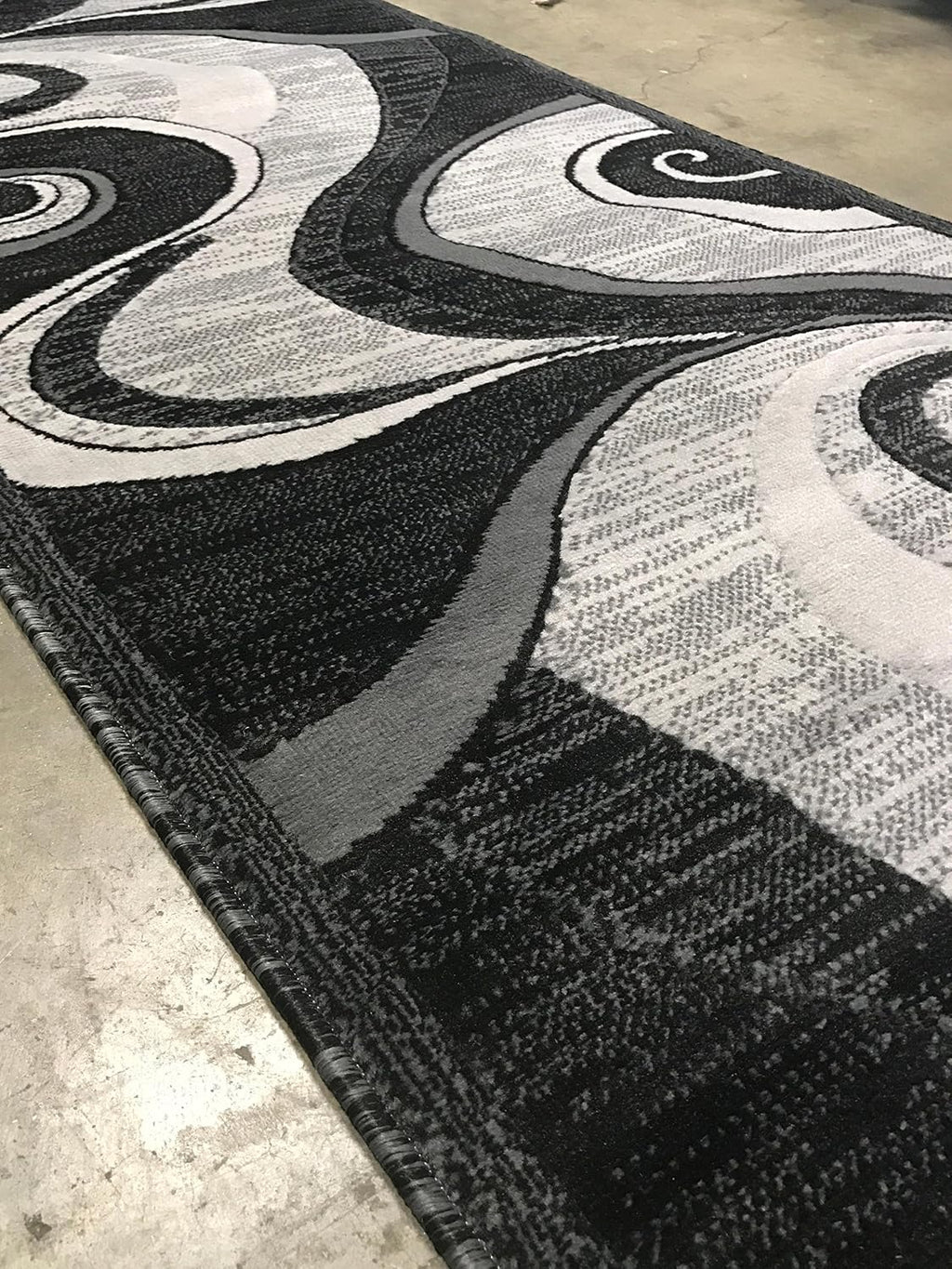 Modern Long Contemporary Runner Rug Grey & Black Design 144 (32 inch X 10 Feet)
