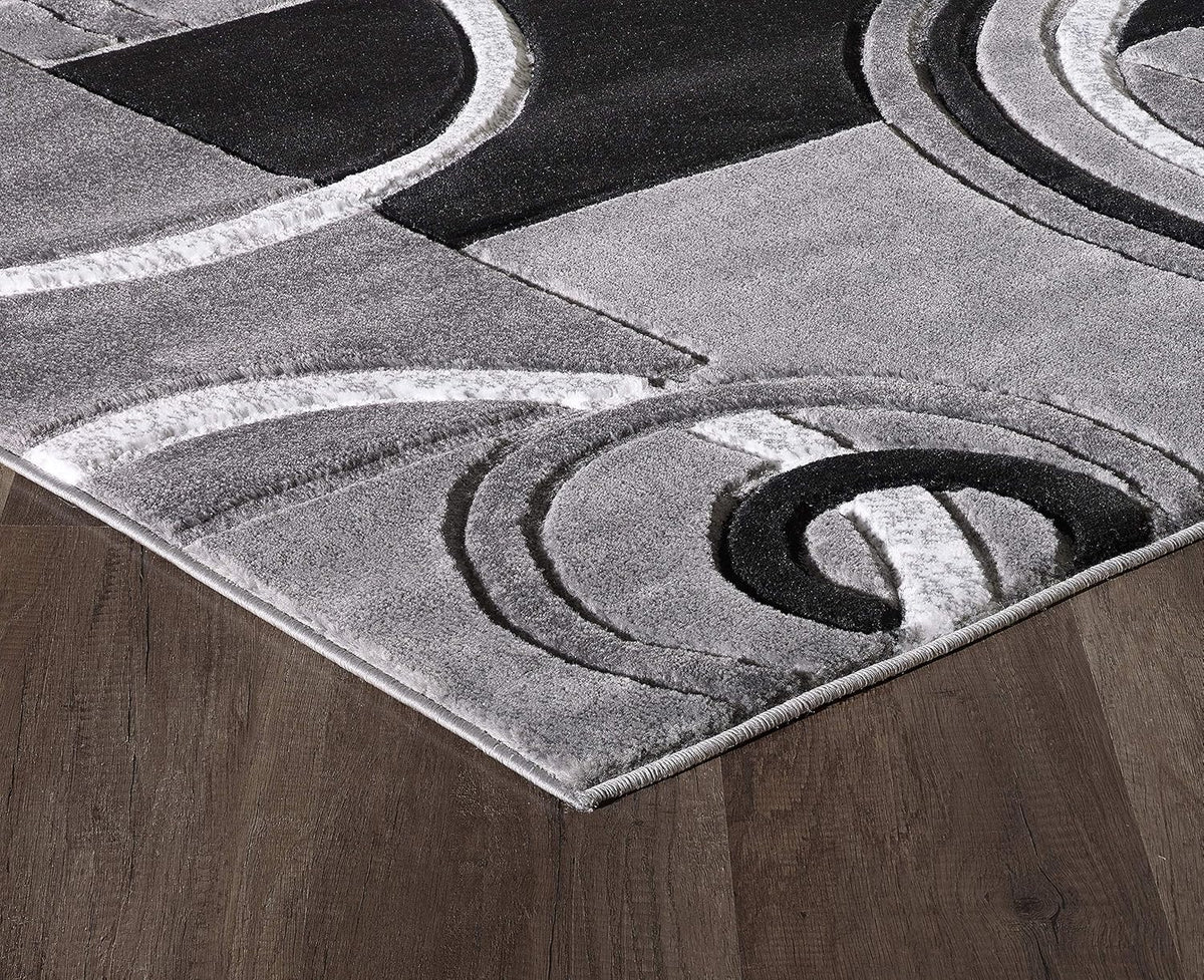 GLORY RUGS Area Rug Modern Soft Hand Carved Contemporary Floor Carpet with Premium Fluffy Texture for Indoor Living Dining Room and Bedroom Area (4x6, Grey Black)